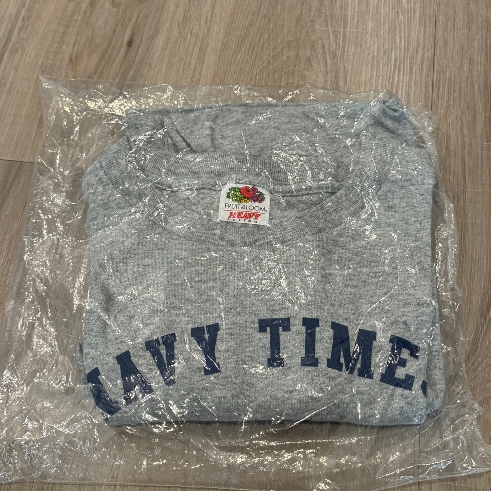 Vintage Y2K Navy Time Athletic T Shirt Size XL Gray Fruit of the Loom Military